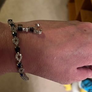 White gold diamond and sapphire bracelet